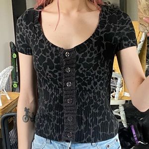 printed short sleeve cardigan